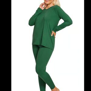2XL- ZENANA Plus Microfiber Round Neck Top & Leggings Set (DK GREEN)	 2XL- ZENAN
